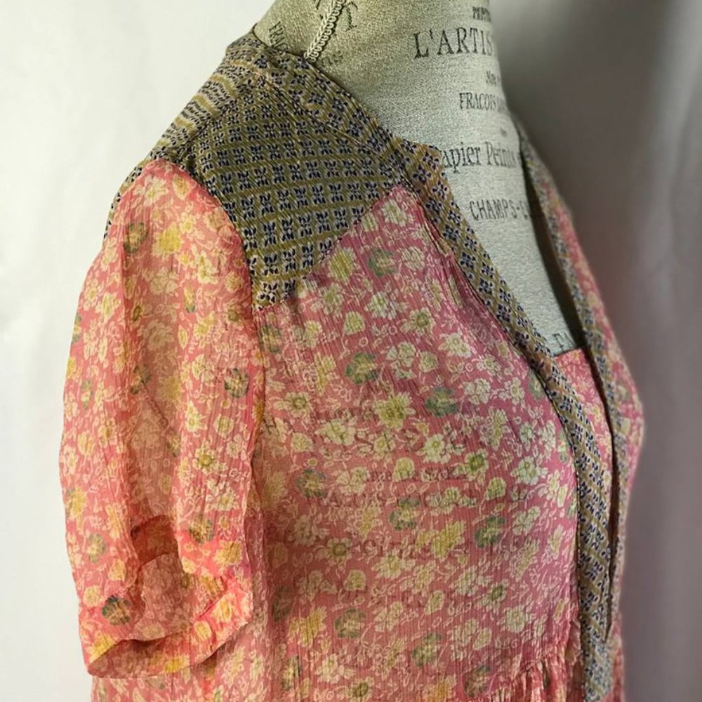 Anthropologie Pink Boho Sheer Flirty Mini Dress By Maeve Size 4 - Picture 8 of 10
